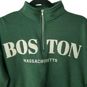 Green Boston Massachusetts Half-Zip Sweatshirt
